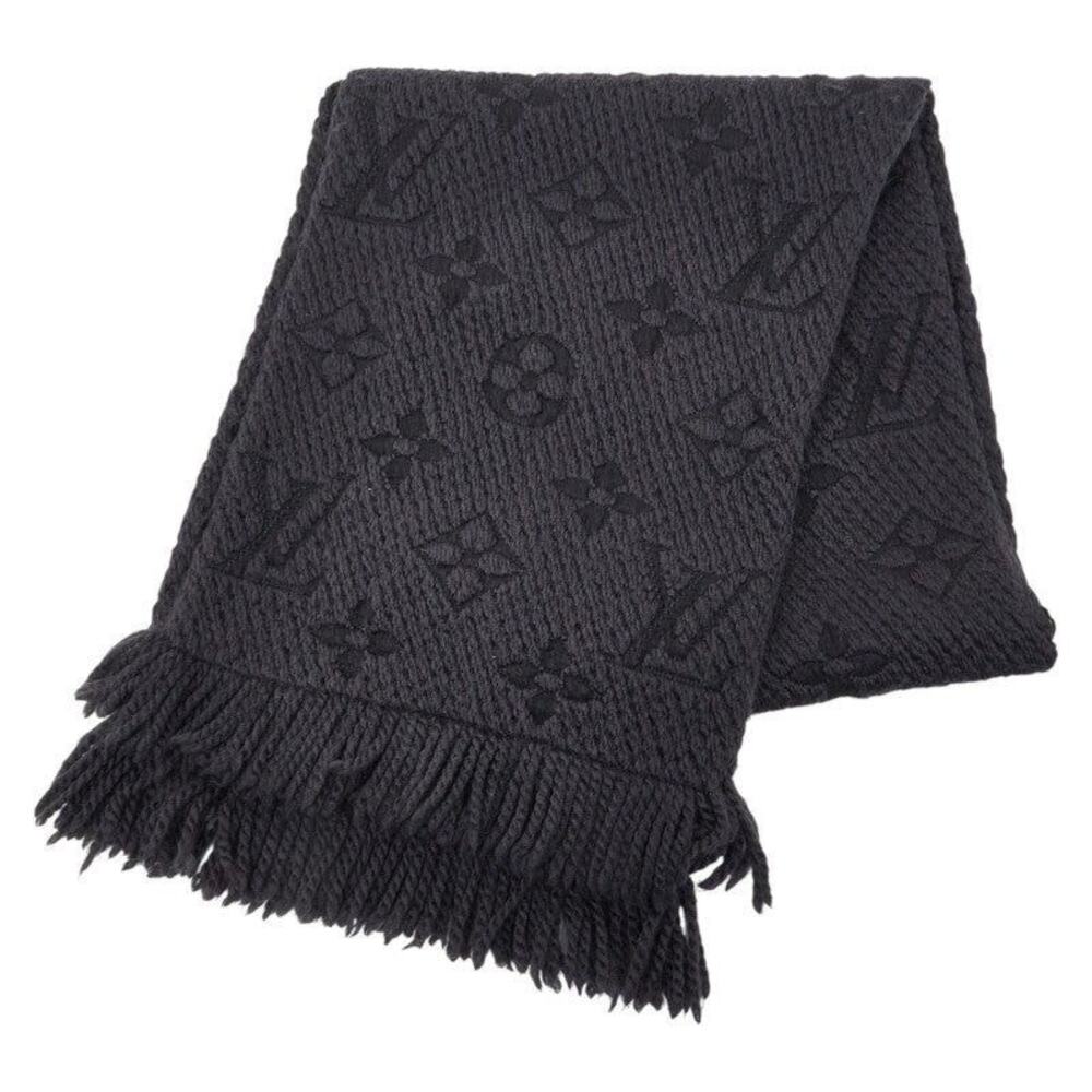 Louis Vuitton Monogram Echarpe Logomania Wool Silk Scarf Black